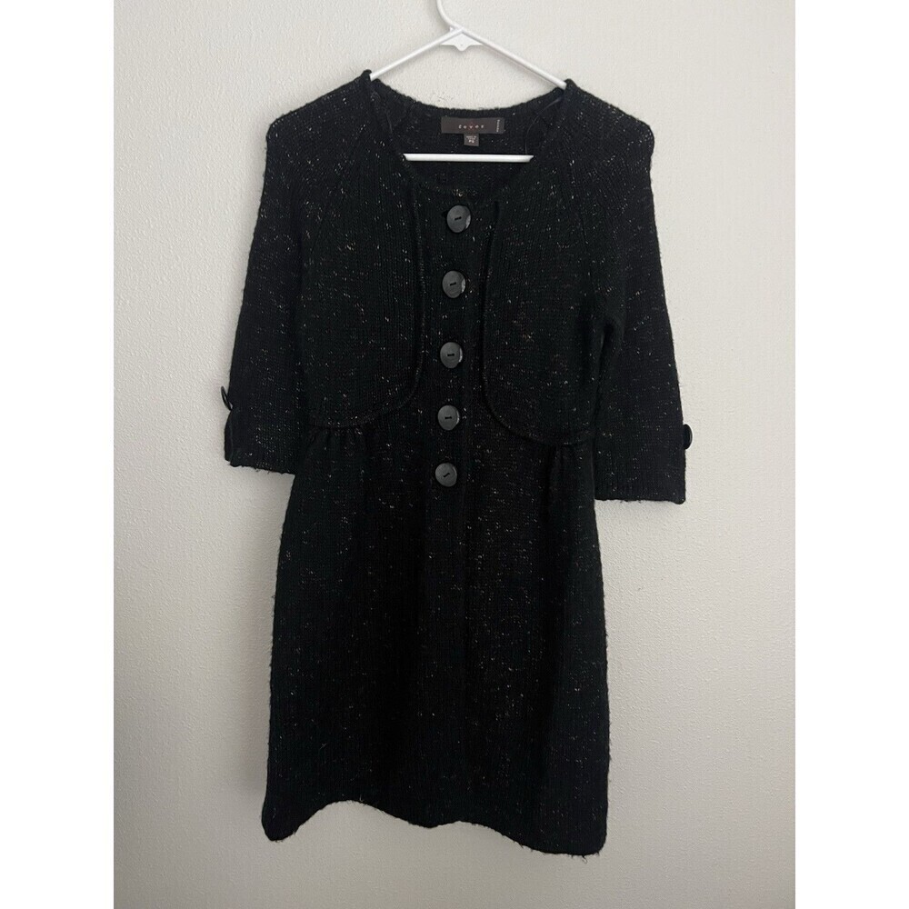 Vintage Fever Black Multicolor Fleck Knit Sweater Dress Dark Academia Size Small